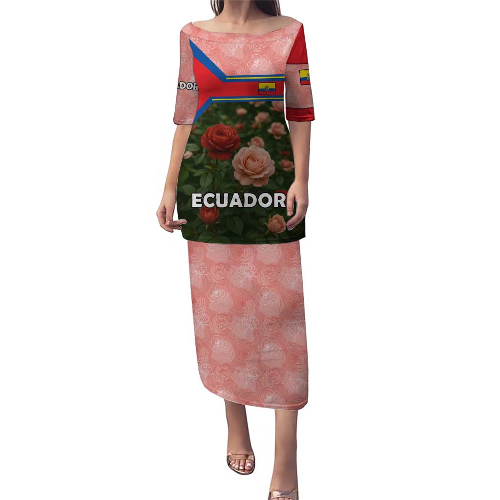 Ecuador Puletasi with Rose Garden and Floral Texture Design - Wonder Print Shop