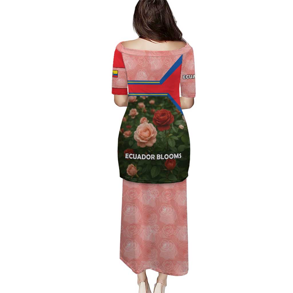 Ecuador Puletasi with Rose Garden and Floral Texture Design - Wonder Print Shop