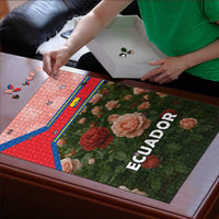 Ecuador Puzzle with Rose Garden and Floral Texture Design - Wonder Print Shop