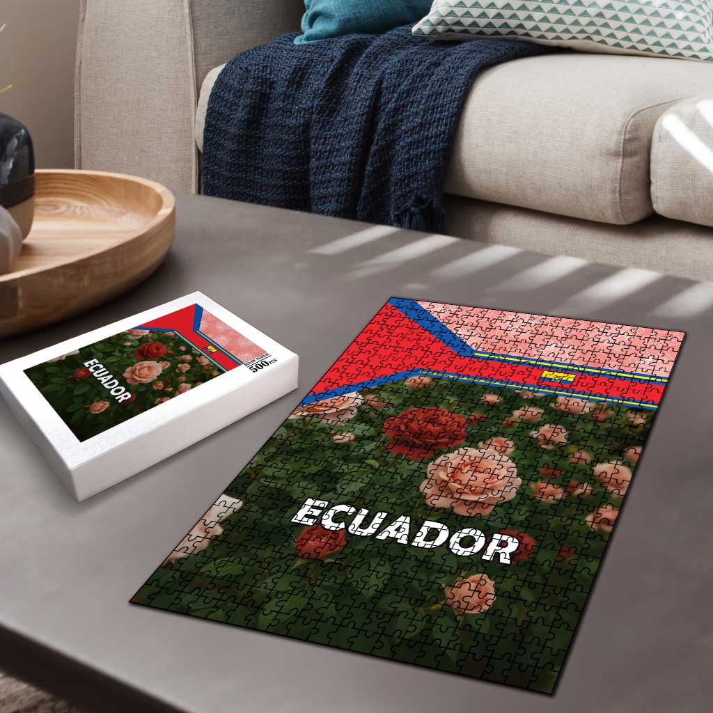 Ecuador Puzzle with Rose Garden and Floral Texture Design - Wonder Print Shop