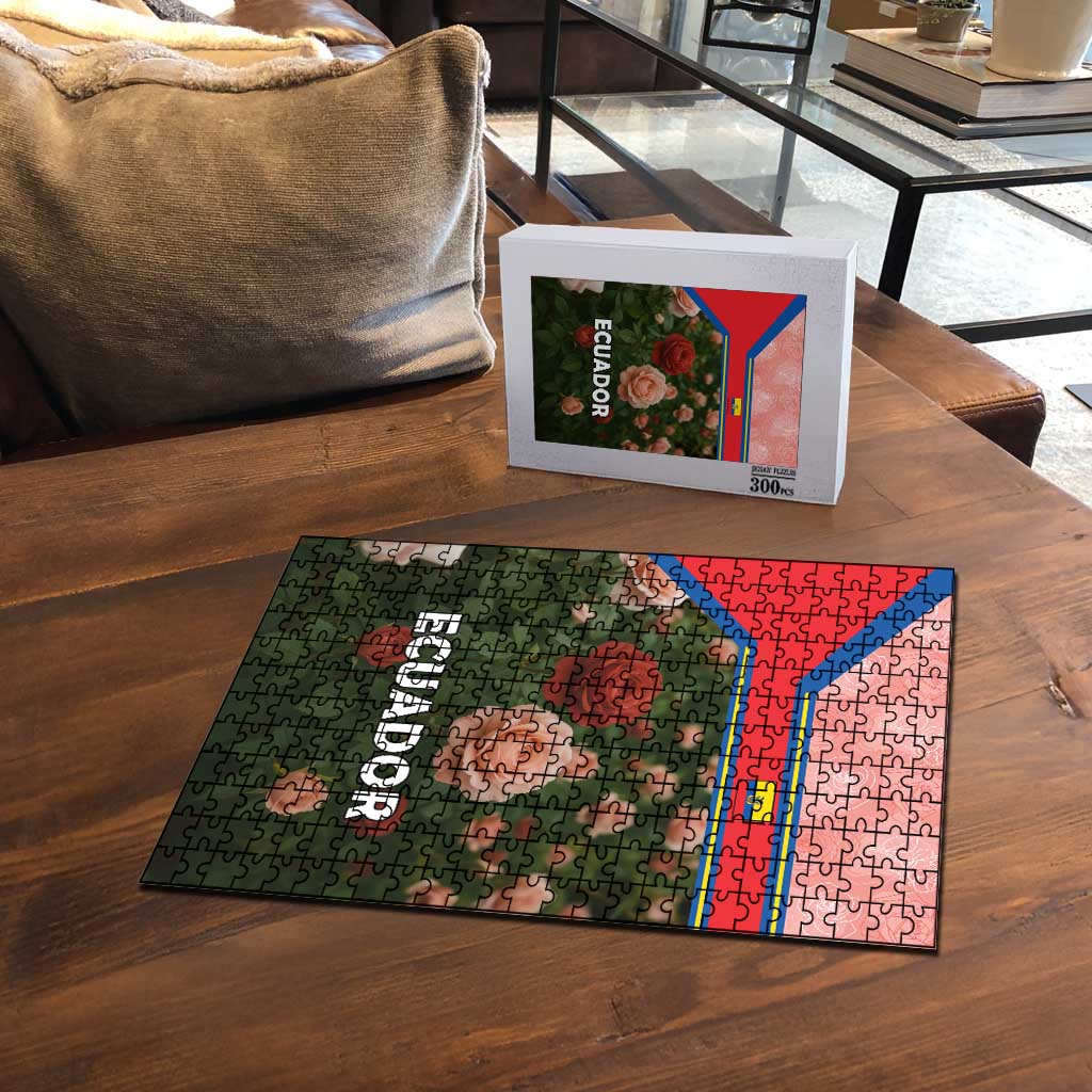 Ecuador Puzzle with Rose Garden and Floral Texture Design - Wonder Print Shop