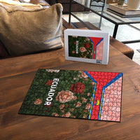 Ecuador Puzzle with Rose Garden and Floral Texture Design - Wonder Print Shop