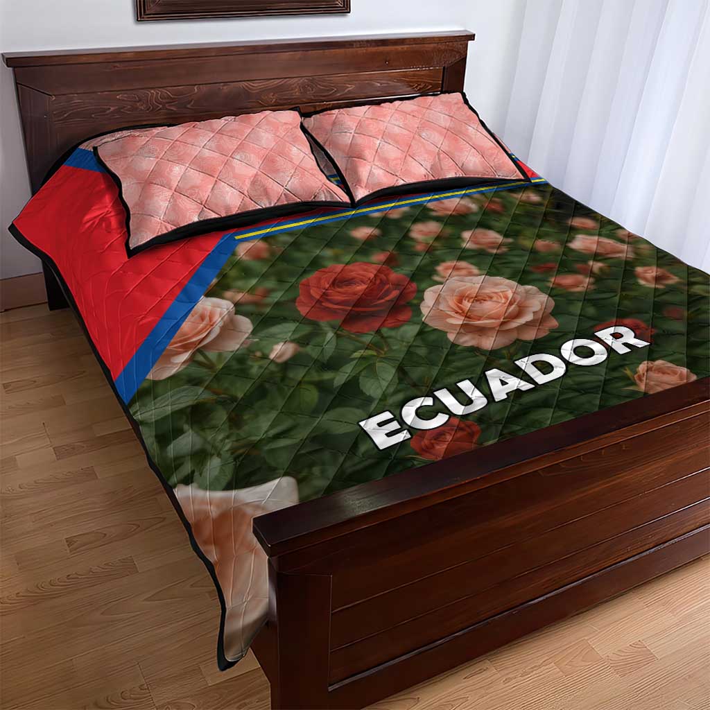 Ecuador Quilt Bed Set with Rose Garden and Floral Texture Design - Wonder Print Shop
