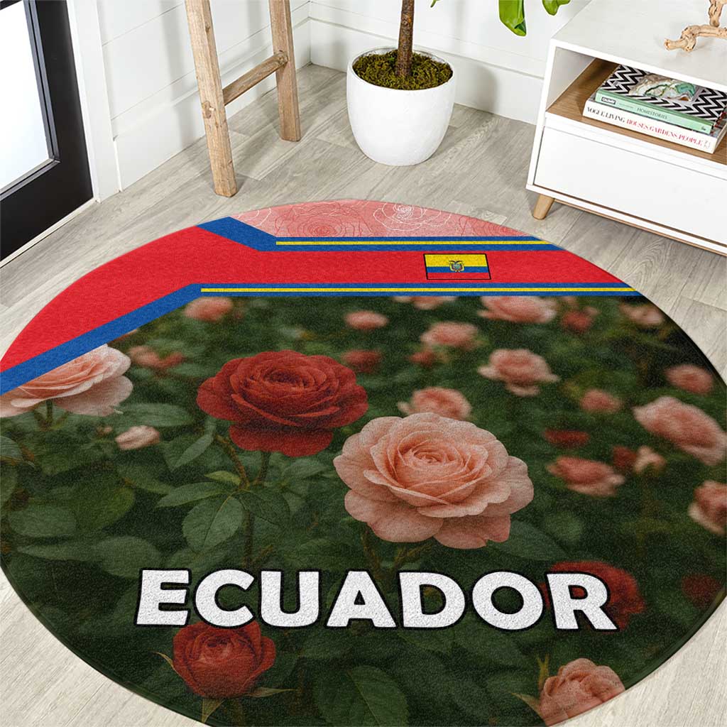 Ecuador Round Carpet with Rose Garden and Floral Texture Design - Wonder Print Shop
