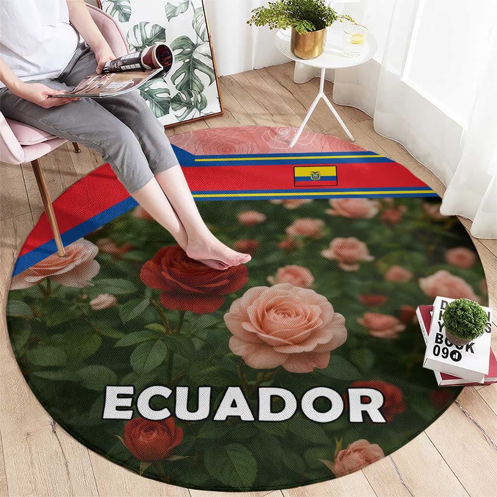 Ecuador Round Carpet with Rose Garden and Floral Texture Design - Wonder Print Shop
