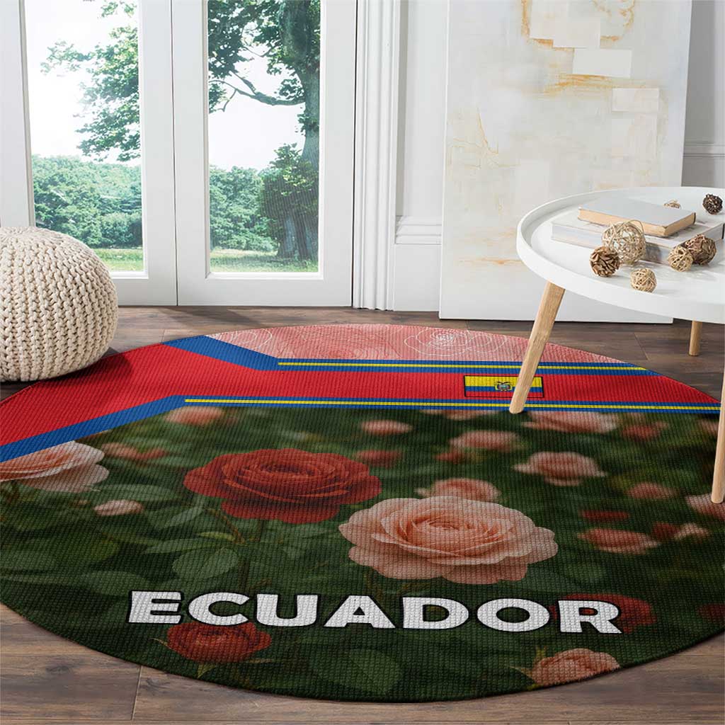 Ecuador Round Carpet with Rose Garden and Floral Texture Design - Wonder Print Shop