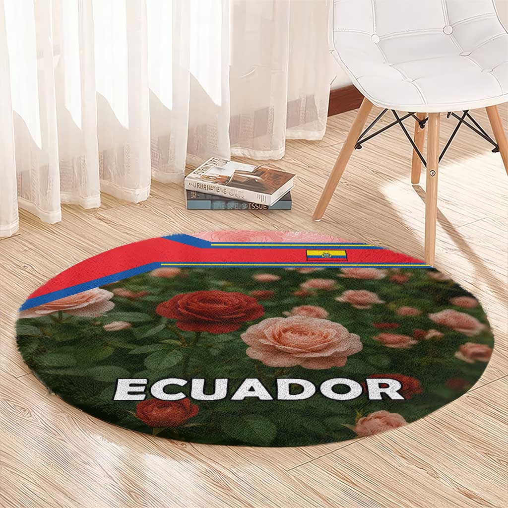 Ecuador Round Carpet with Rose Garden and Floral Texture Design - Wonder Print Shop