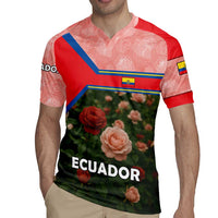 Ecuador Rugby Jersey with Rose Garden and Floral Texture Design - Wonder Print Shop
