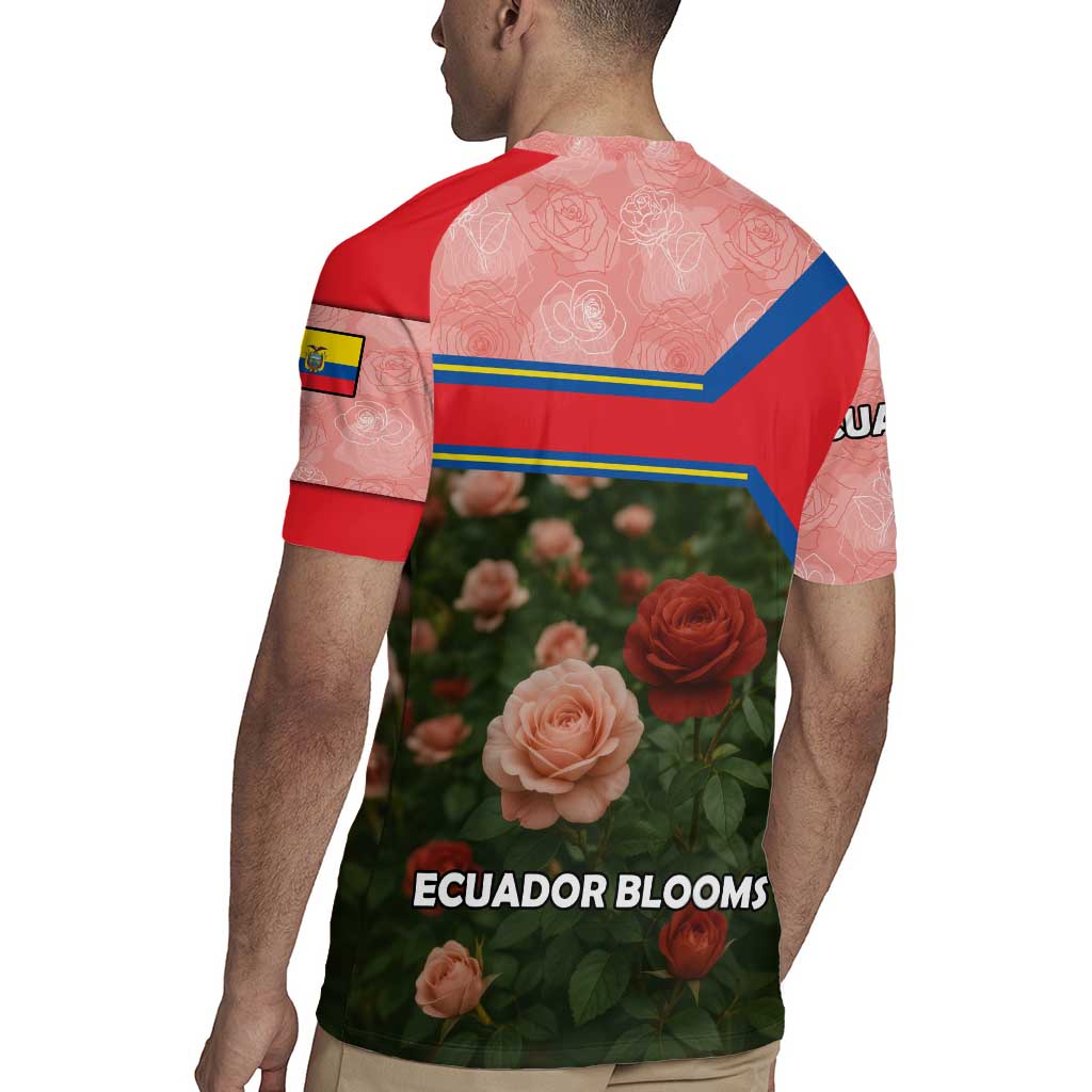 Ecuador Rugby Jersey with Rose Garden and Floral Texture Design - Wonder Print Shop