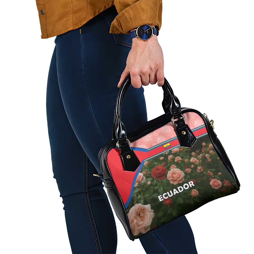Ecuador Shoulder Handbag with Rose Garden and Floral Texture Design - Wonder Print Shop