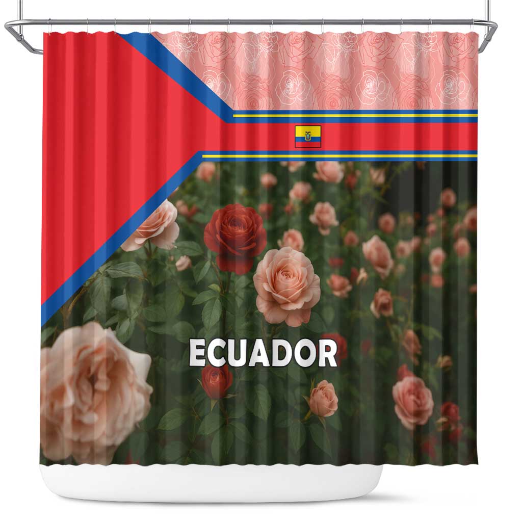 Ecuador Shower Curtain with Rose Garden and Floral Texture Design - Wonder Print Shop