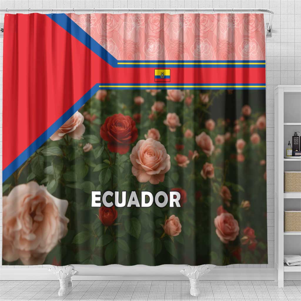Ecuador Shower Curtain with Rose Garden and Floral Texture Design - Wonder Print Shop