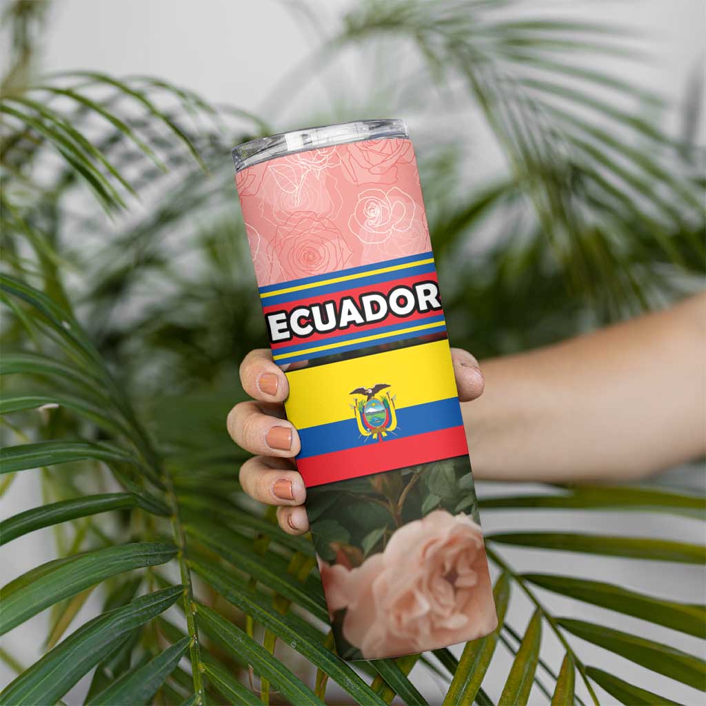 Ecuador Skinny Tumbler with Rose Garden and Floral Texture Design - Wonder Print Shop