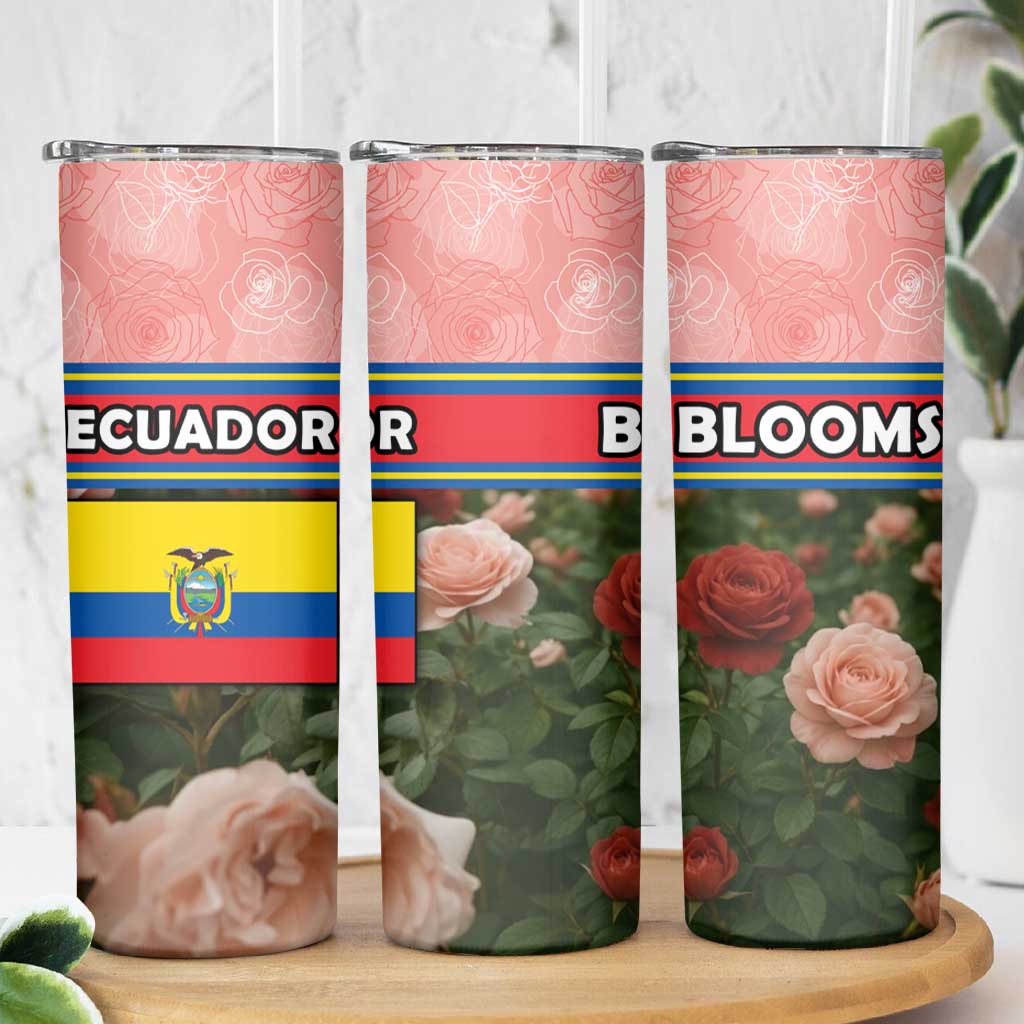 Ecuador Skinny Tumbler with Rose Garden and Floral Texture Design - Wonder Print Shop