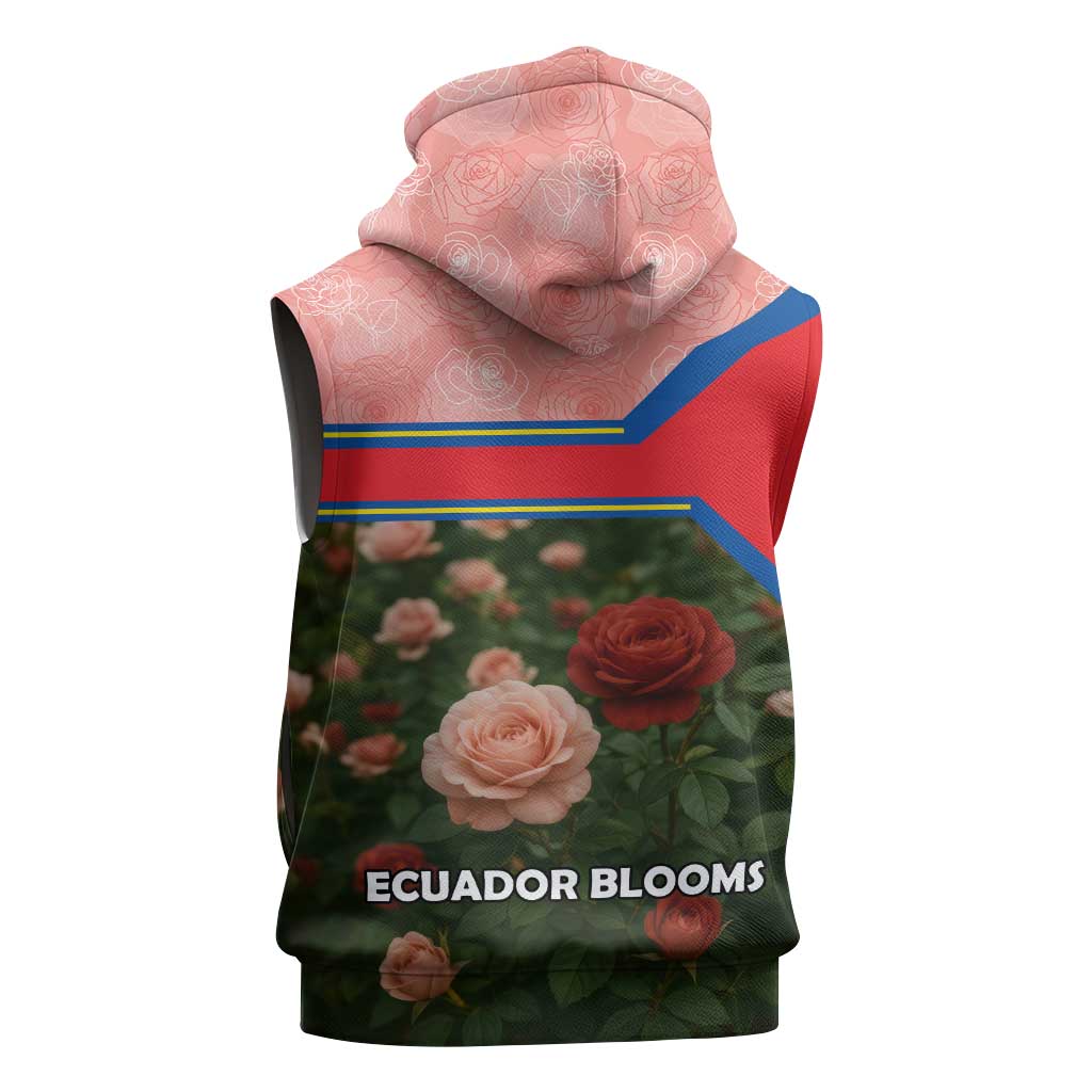 Ecuador Sleeveless Zip Hoodie with Rose Garden and Floral Texture Design - Wonder Print Shop