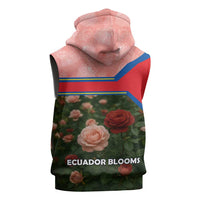 Ecuador Sleeveless Zip Hoodie with Rose Garden and Floral Texture Design - Wonder Print Shop