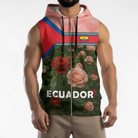 Ecuador Sleeveless Zip Hoodie with Rose Garden and Floral Texture Design - Wonder Print Shop