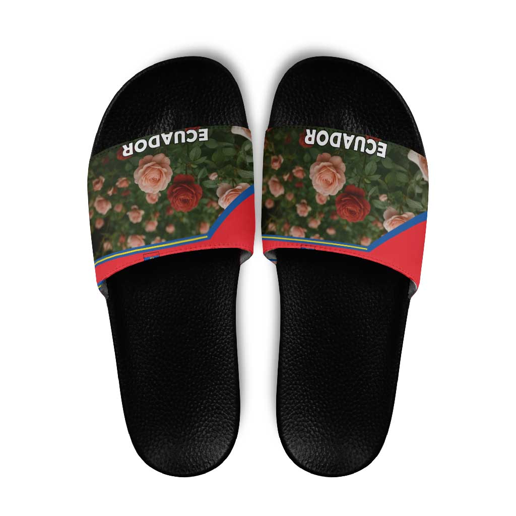 Ecuador Slide Sandals with Rose Garden and Floral Texture Design - Wonder Print Shop