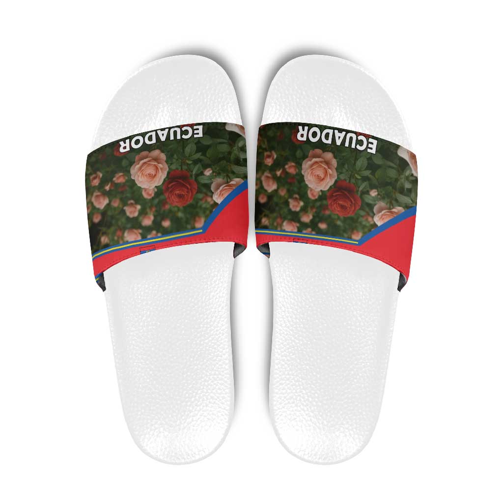 Ecuador Slide Sandals with Rose Garden and Floral Texture Design - Wonder Print Shop