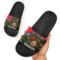 Ecuador Slide Sandals with Rose Garden and Floral Texture Design - Wonder Print Shop
