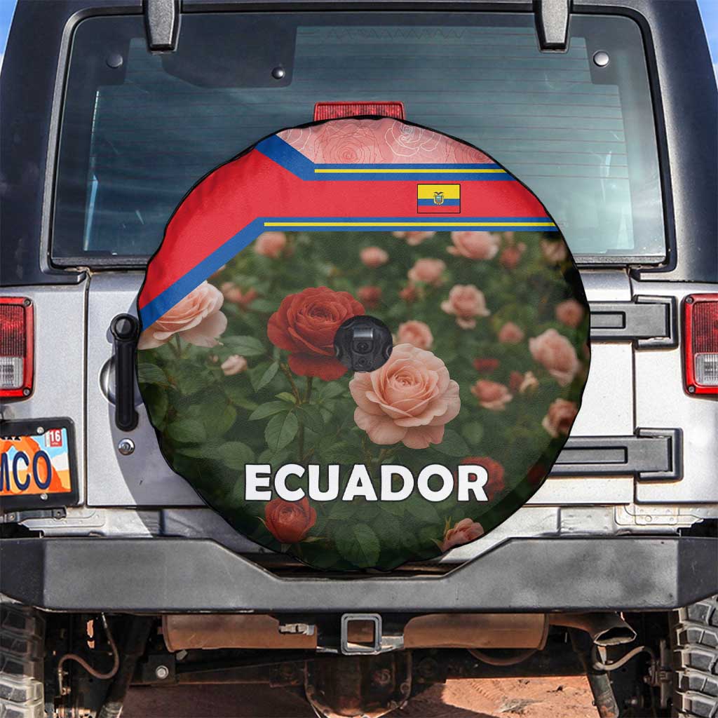 Ecuador Spare Tire Cover with Rose Garden and Floral Texture Design - Wonder Print Shop