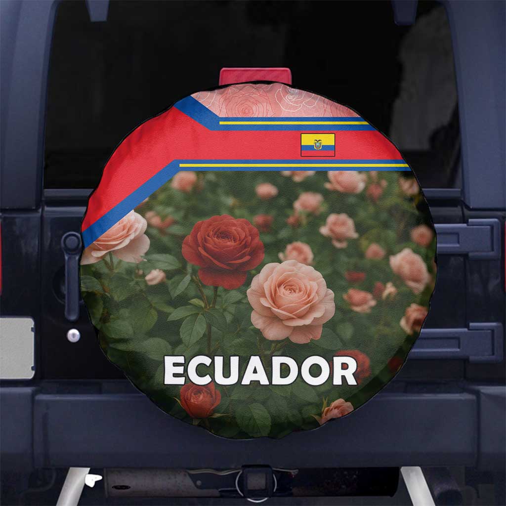 Ecuador Spare Tire Cover with Rose Garden and Floral Texture Design - Wonder Print Shop