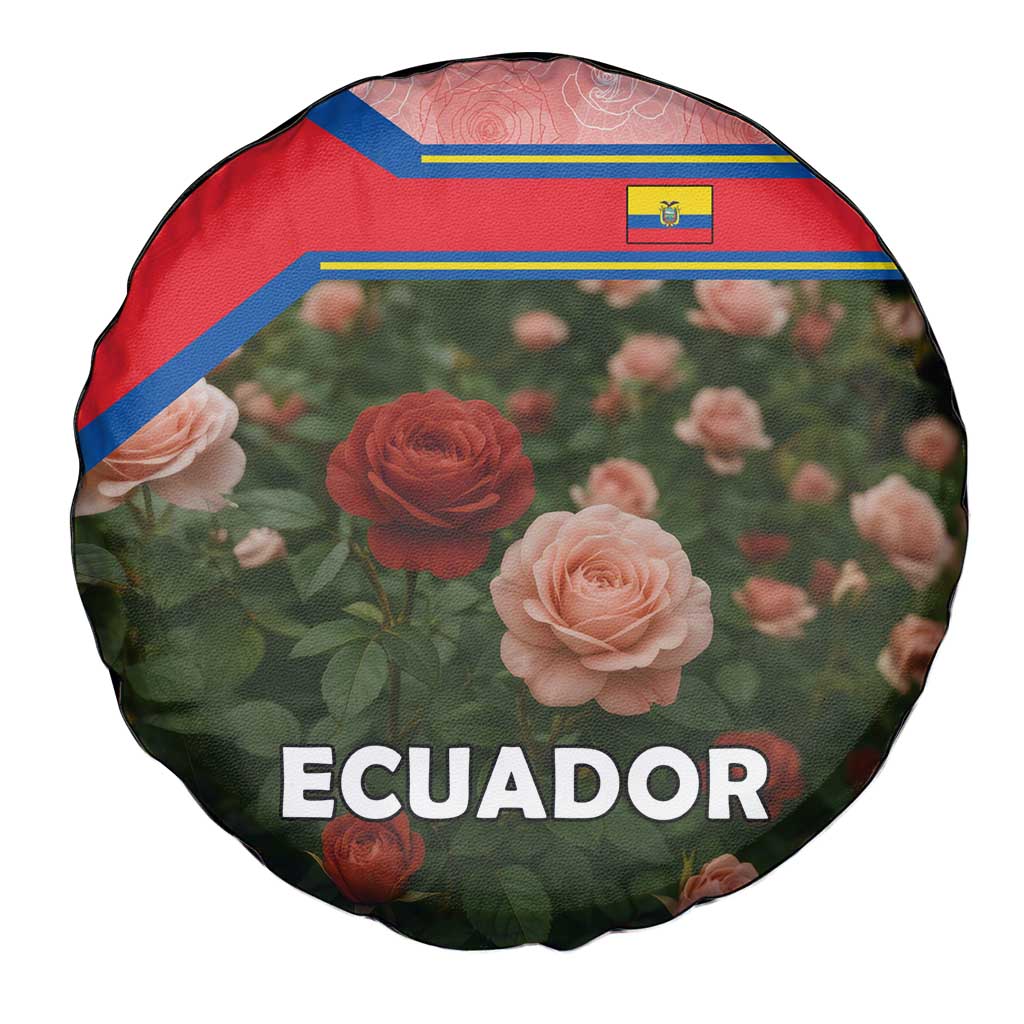Ecuador Spare Tire Cover with Rose Garden and Floral Texture Design - Wonder Print Shop