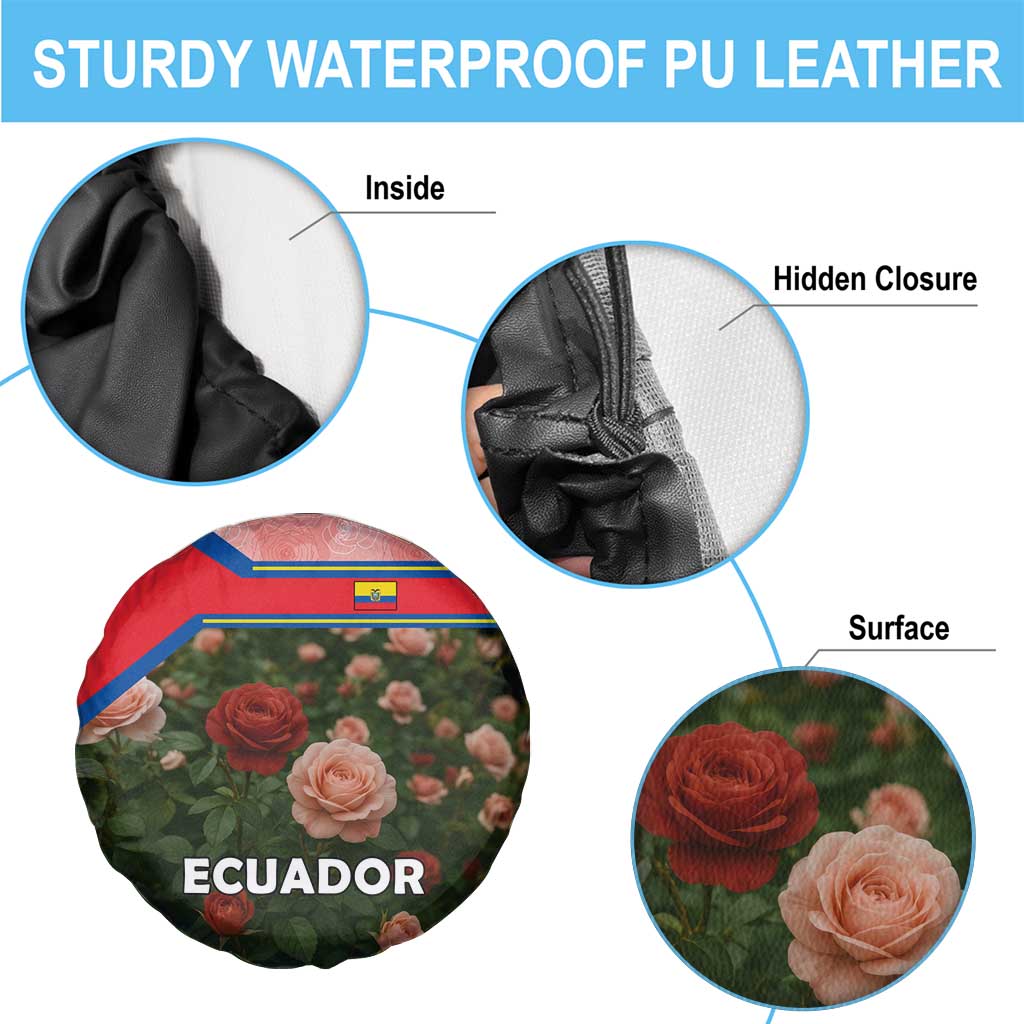 Ecuador Spare Tire Cover with Rose Garden and Floral Texture Design - Wonder Print Shop