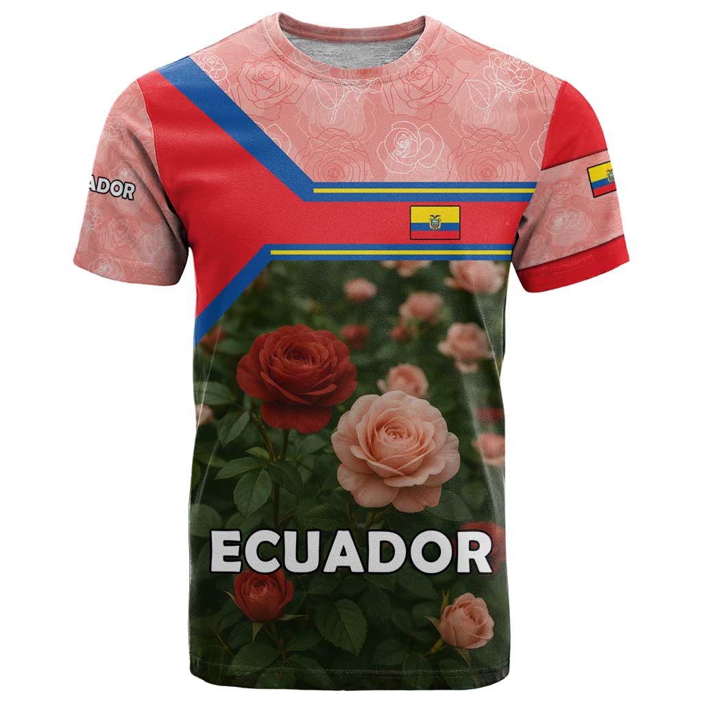 Ecuador T Shirt with Rose Garden and Floral Texture Design - Wonder Print Shop
