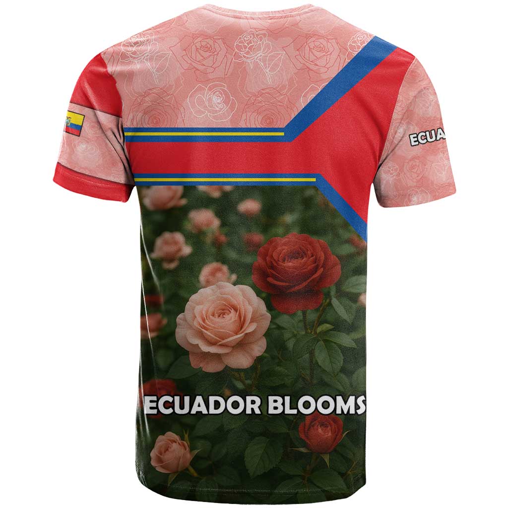 Ecuador T Shirt with Rose Garden and Floral Texture Design - Wonder Print Shop