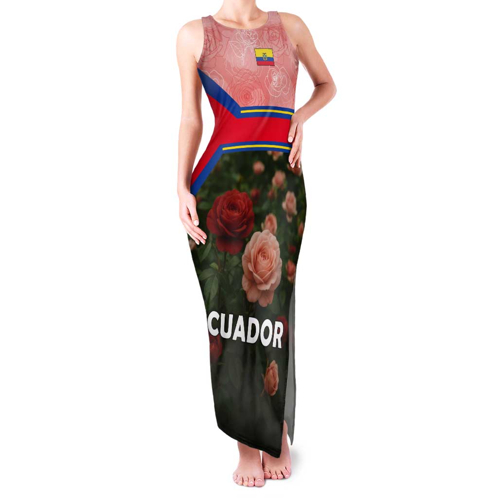 Ecuador Tank Maxi Dress with Rose Garden and Floral Texture Design - Wonder Print Shop