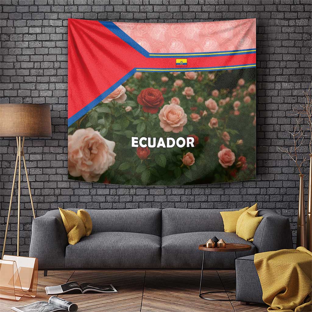 Ecuador Tapestry with Rose Garden and Floral Texture Design - Wonder Print Shop