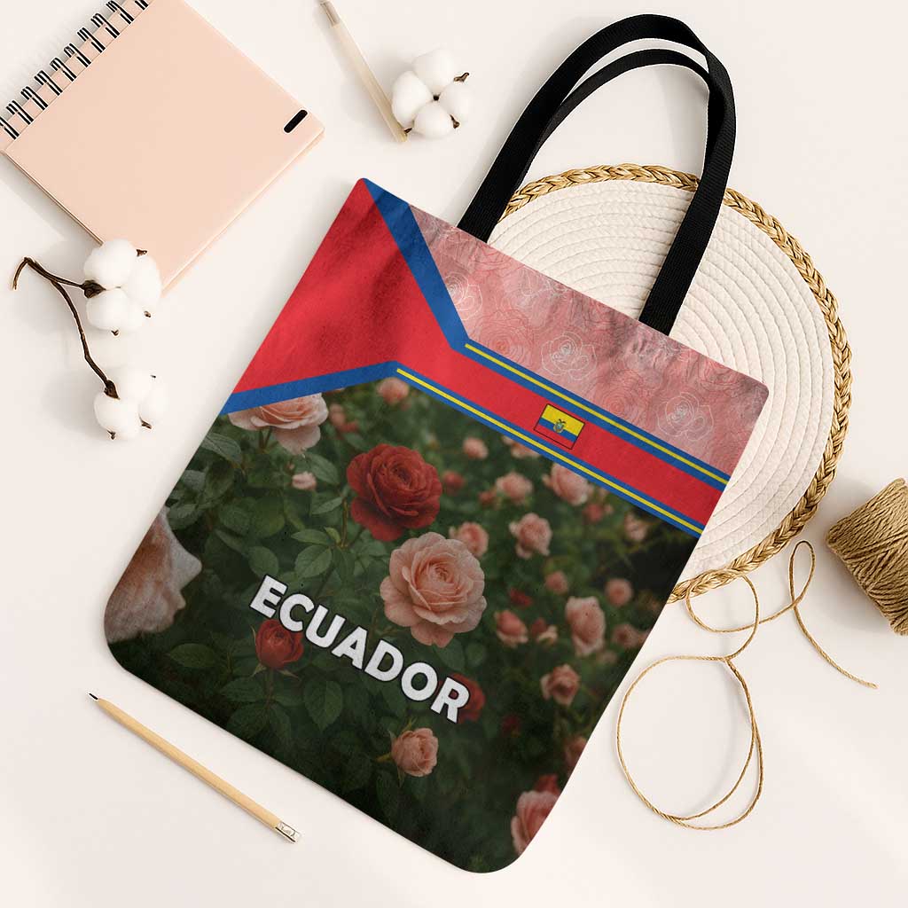 Ecuador Tote Bag with Rose Garden and Floral Texture Design - Wonder Print Shop