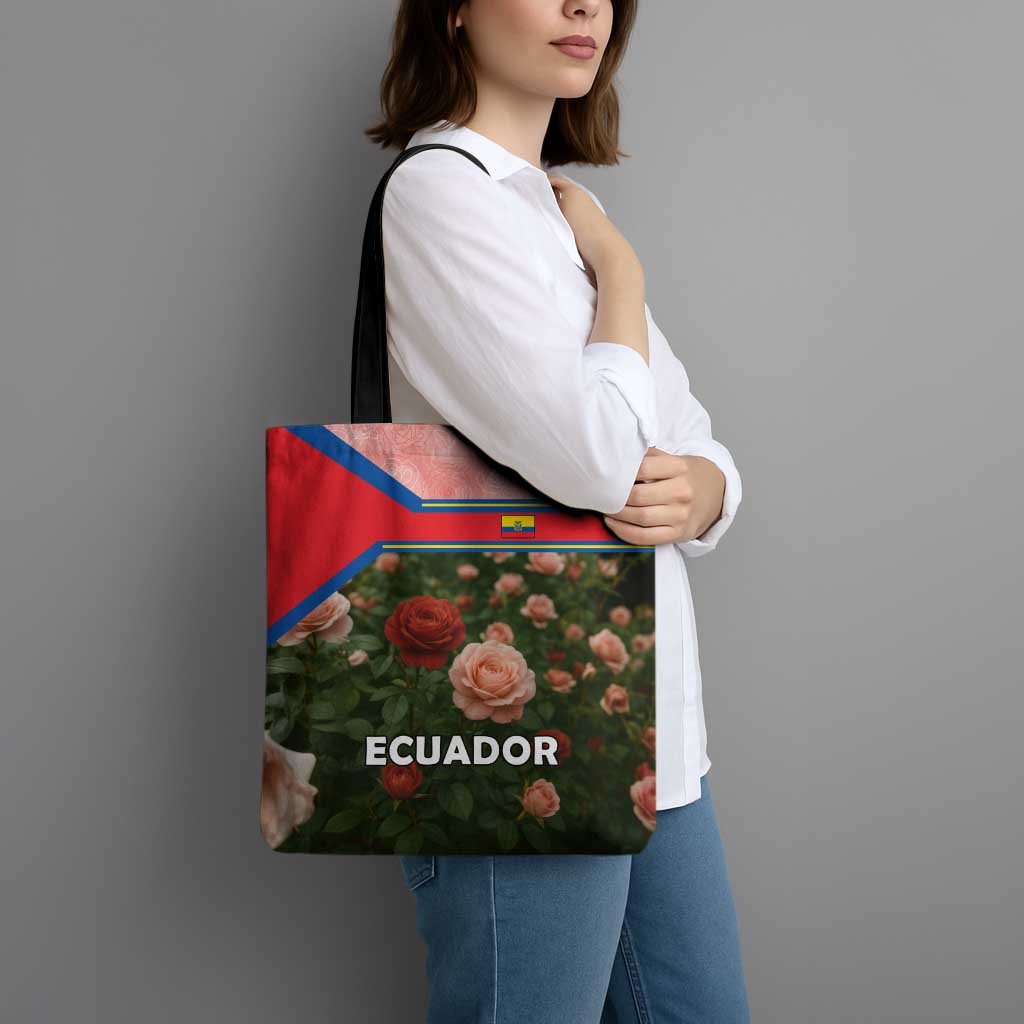 Ecuador Tote Bag with Rose Garden and Floral Texture Design - Wonder Print Shop