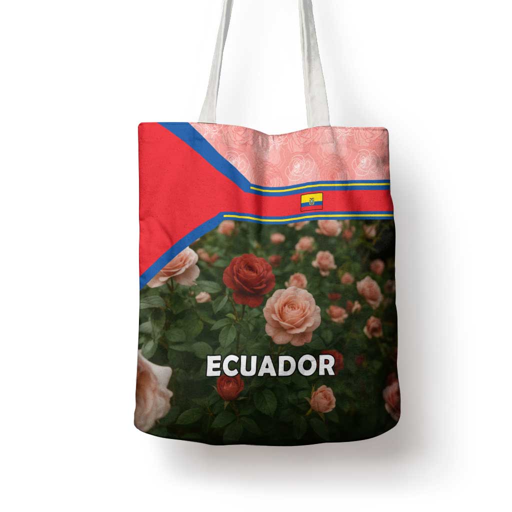 Ecuador Tote Bag with Rose Garden and Floral Texture Design - Wonder Print Shop