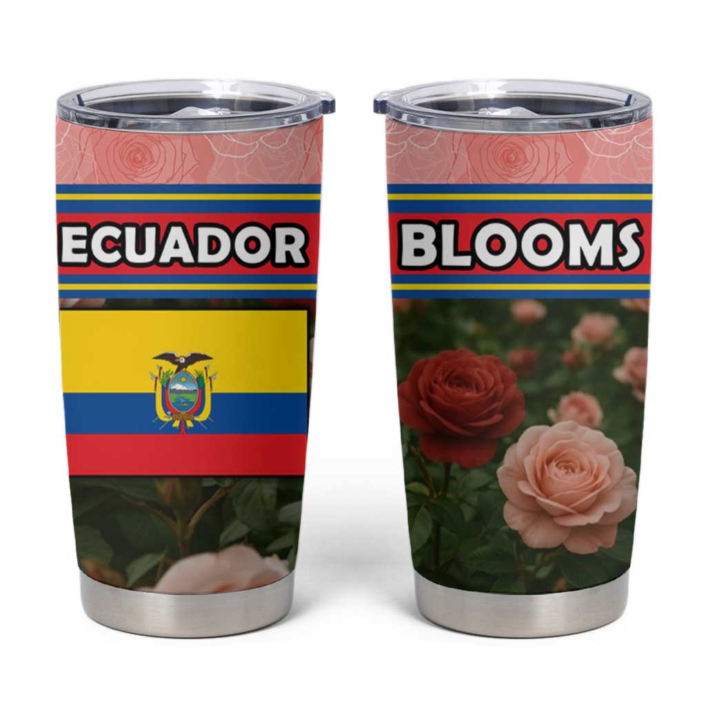 Ecuador Tumbler Cup with Rose Garden and Floral Texture Design - Wonder Print Shop