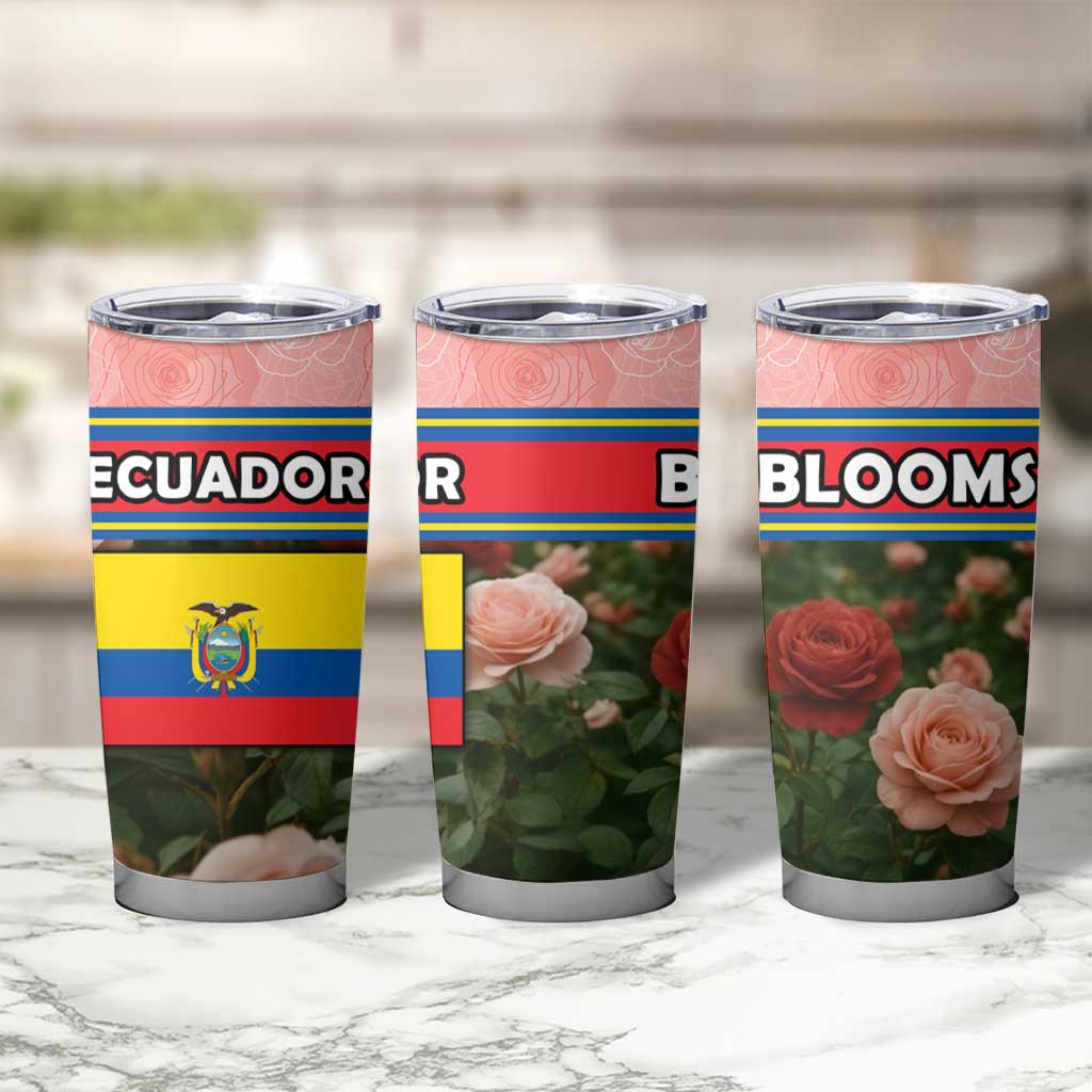 Ecuador Tumbler Cup with Rose Garden and Floral Texture Design - Wonder Print Shop