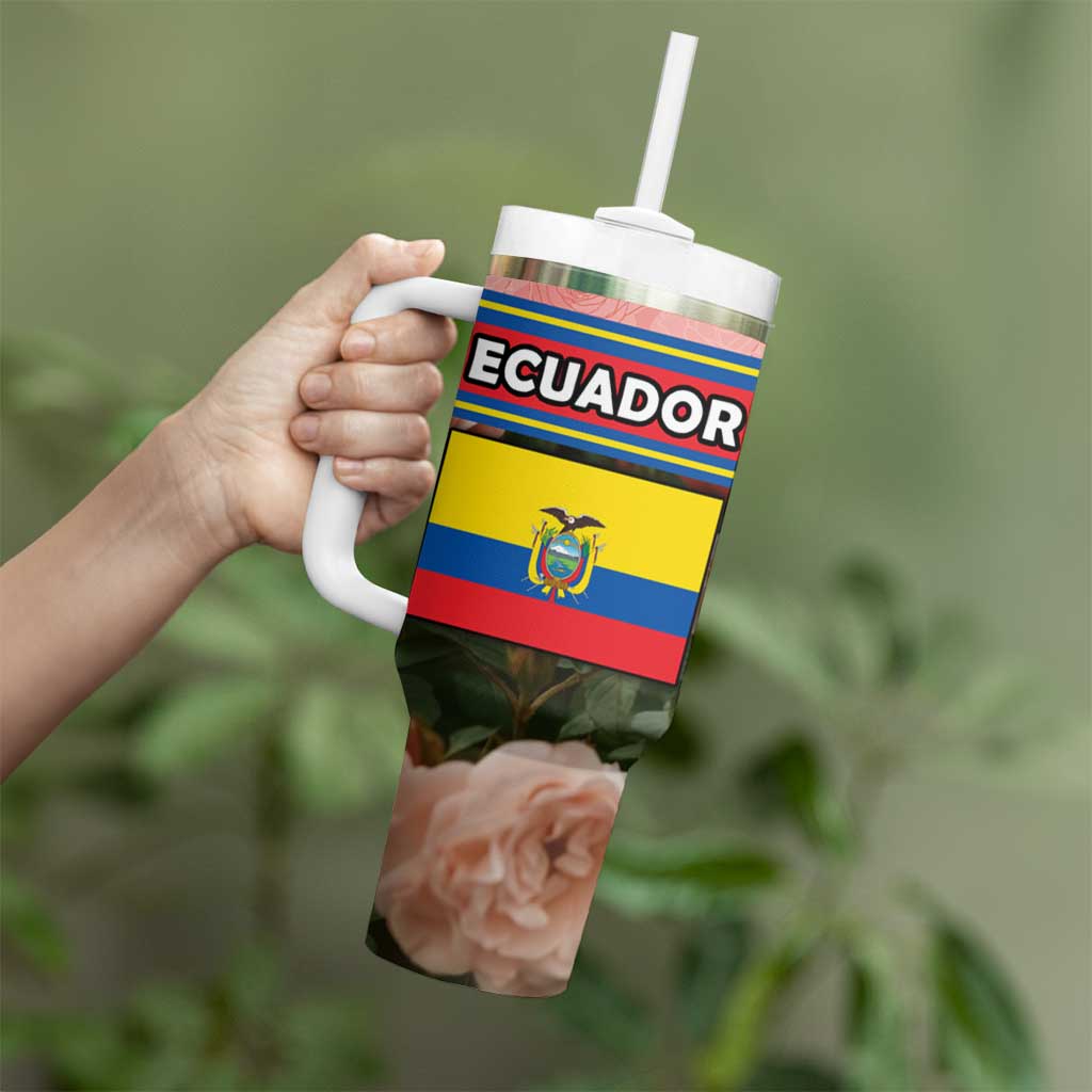 Ecuador Tumbler With Handle with Rose Garden and Floral Texture Design - Wonder Print Shop