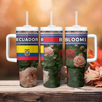 Ecuador Tumbler With Handle with Rose Garden and Floral Texture Design - Wonder Print Shop