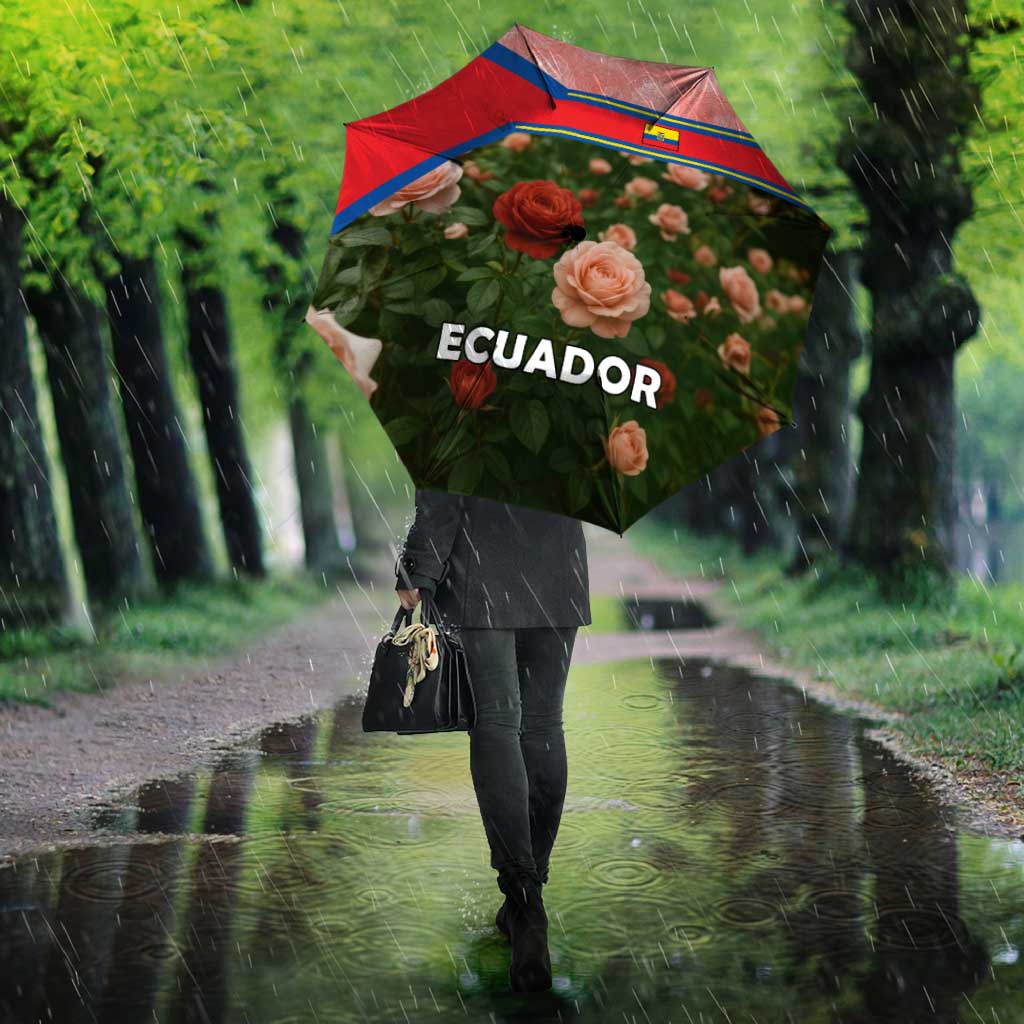 Ecuador Umbrella with Rose Garden and Floral Texture Design - Wonder Print Shop