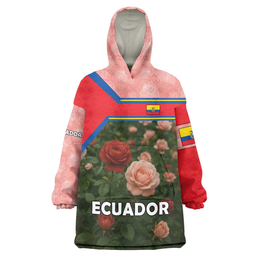 Ecuador Wearable Blanket Hoodie with Rose Garden and Floral Texture Design - Wonder Print Shop