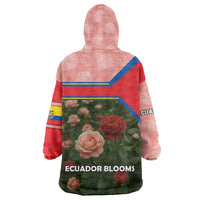 Ecuador Wearable Blanket Hoodie with Rose Garden and Floral Texture Design - Wonder Print Shop