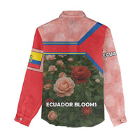 Ecuador Women Casual Shirt with Rose Garden and Floral Texture Design - Wonder Print Shop