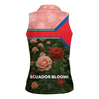 Ecuador Women Sleeveless Polo Shirt with Rose Garden and Floral Texture Design - Wonder Print Shop