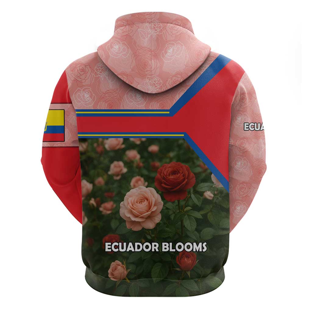 Ecuador Zip Hoodie with Rose Garden and Floral Texture Design - Wonder Print Shop