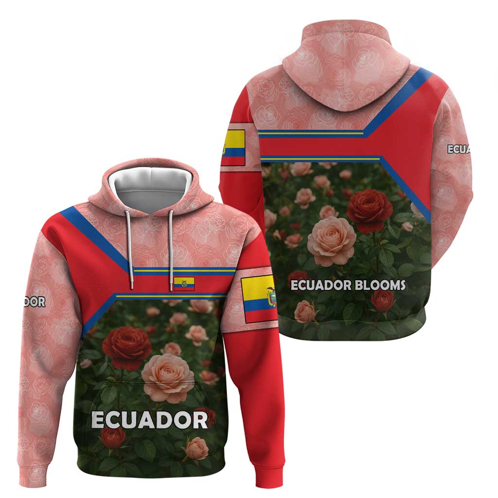 Ecuador Zip Hoodie with Rose Garden and Floral Texture Design - Wonder Print Shop