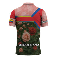 Ecuador Zipper Polo Shirt with Rose Garden and Floral Texture Design - Wonder Print Shop