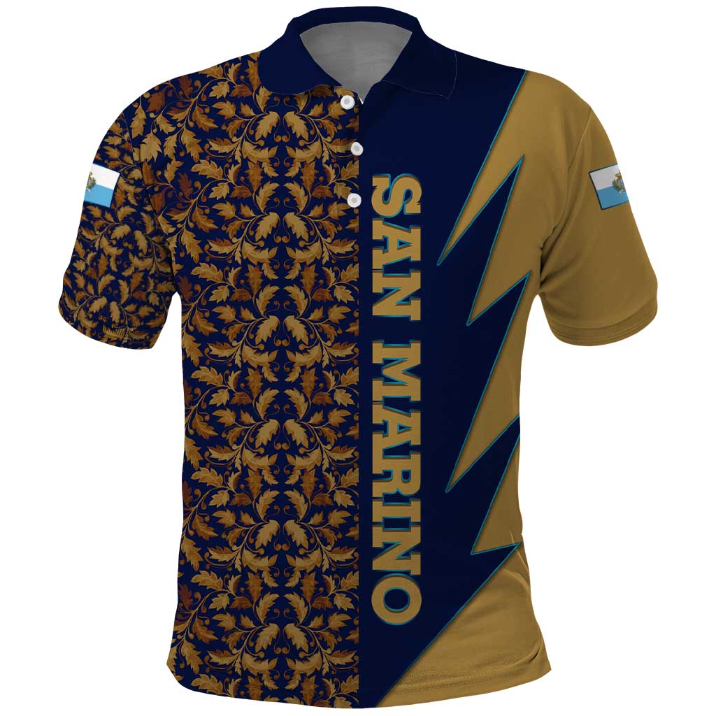 San Marino Polo Shirt with Baroque Floral and Lightning Stripe Design - Wonder Print Shop