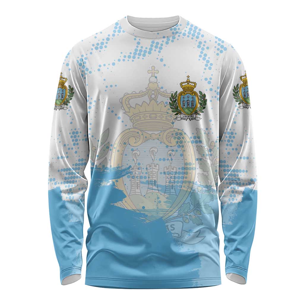 San Marino Long Sleeve Shirt with Coat of Arms and Paint Splash Dot Design - Wonder Print Shop