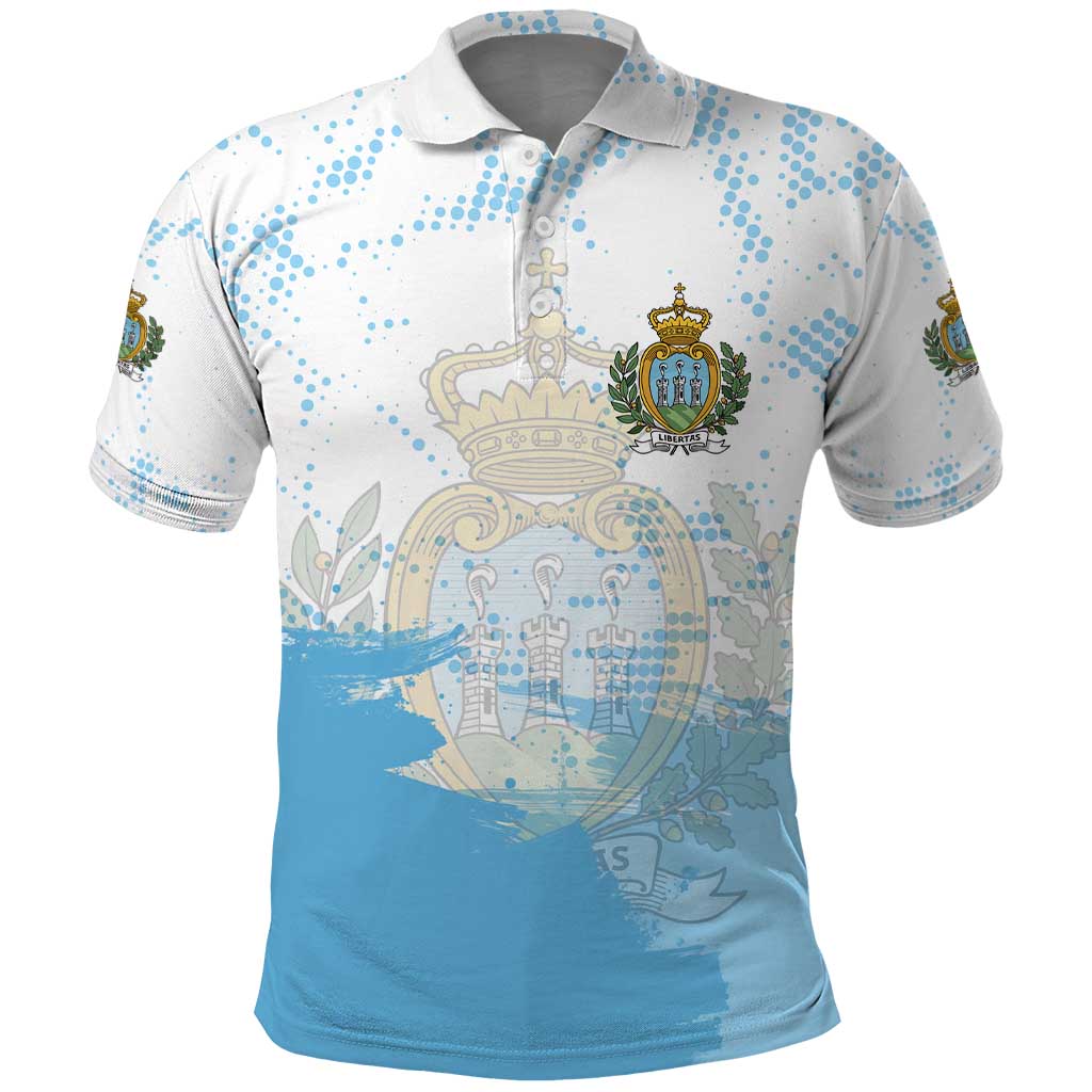 San Marino Polo Shirt with Coat of Arms and Paint Splash Dot Design - Wonder Print Shop